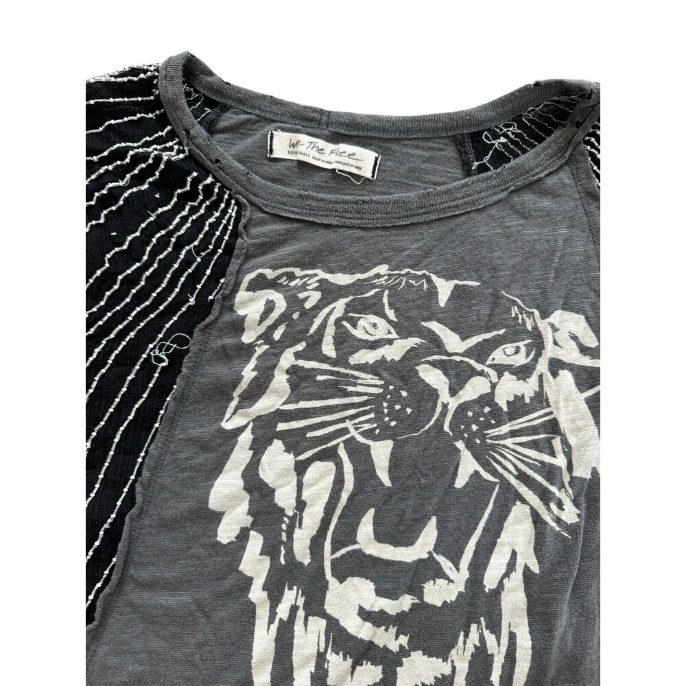 Free People We The Free Showtime Tee XS Beaded Retro Rock T Shirt - Picture 3 of 7